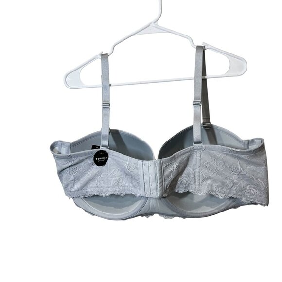 Torrid 50DD Bombshell Everyday Strapless Lined Bra With Lace & Removable Multi-W - Picture 4 of 7